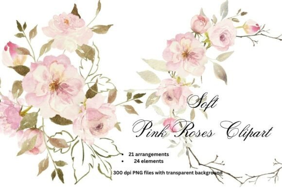 Download Soft Pink Roses Watercolor Clipart PNG - Png Collection
