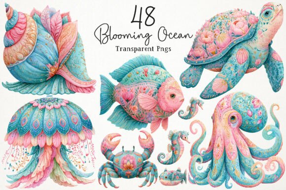 Download Watercolor Blooming Ocean PNG Clipart - Png Collection