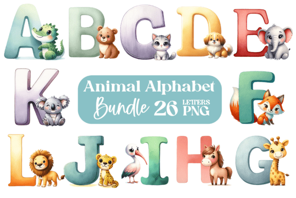 Download Cute Animal Alphabet Clipart PNG Bundle - Png Collection