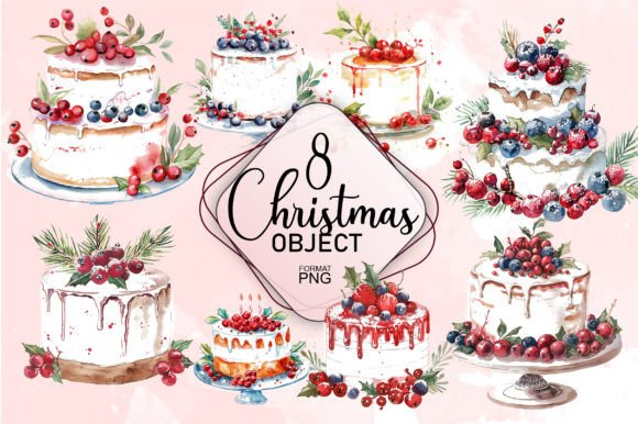 Download Christmas Cake Watercolor Pack PNG - Png Collection