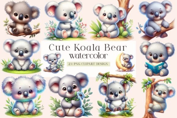 Download Cute Koala Watercolor PNG Bundle - Png Collection