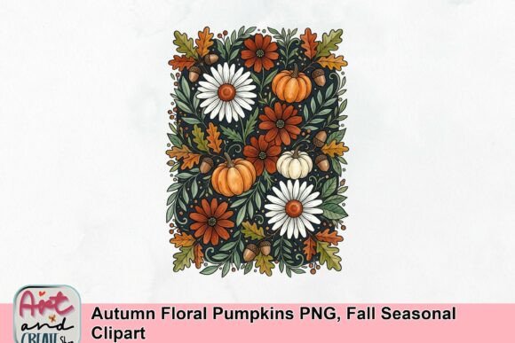 Download Autumn Floral Pumpkins PNG, Fall Seasonal Clipart - Png Collection