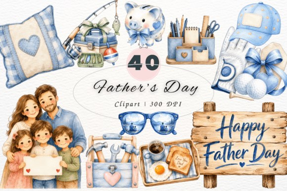 Download Father’s Day Watercolor Clipart PNG - Png Collection