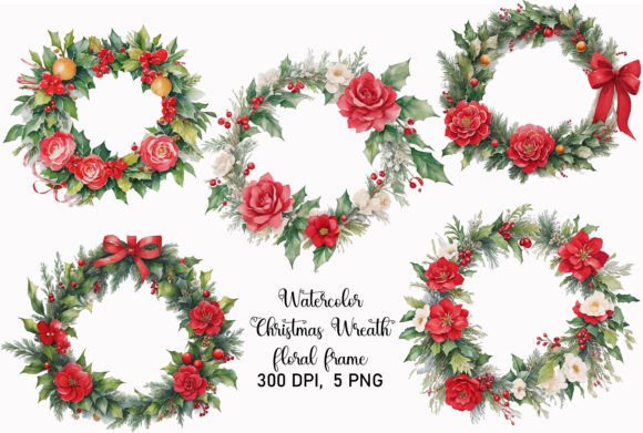 Download Watercolor Christmas Wreath Clipart PNG - Png Collection