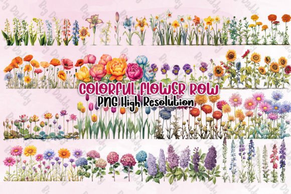 Download Colorful Flower Row Clipart PNG - Png Collection