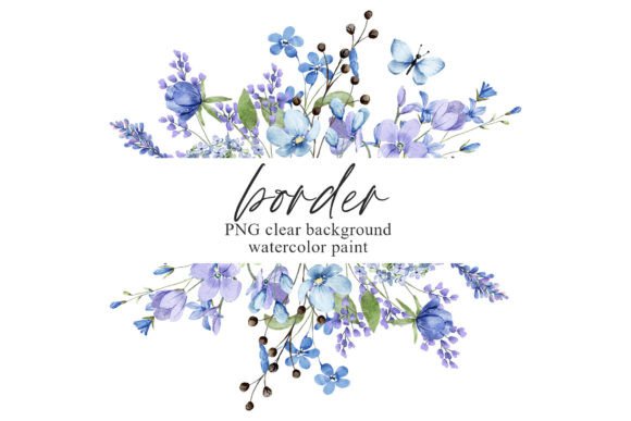 Download Watercolor Blue Flower Frame Border, PNG - Png Collection