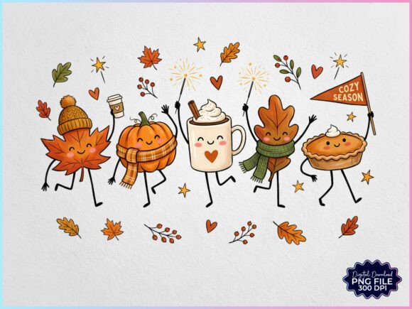 Download Cozy Season Fall Doodles Characters PNG - Png Collection