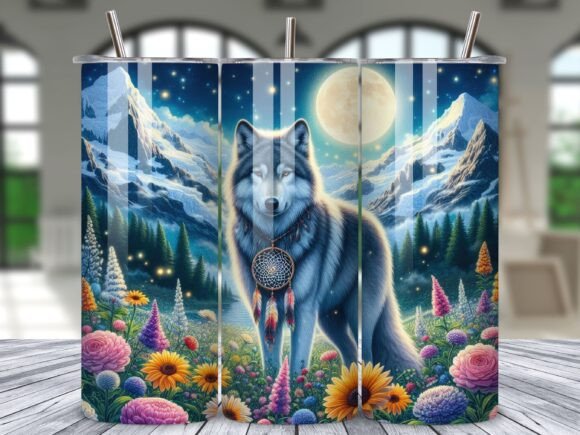 Download Dreamcatcher Wolf Flower Meadow Moon PNG - Png Collection