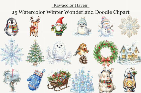 Download Watercolor Winter Wonderland Doodle Png - Png Collection