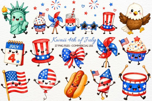 Download Kawaii 4th of July Nursery Clipart PNG - Png Collection