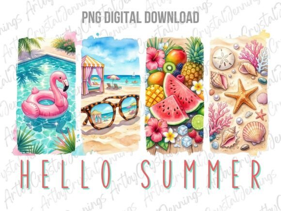 Download Hello Summer Watercolor Brushstroke PNG - Png Collection