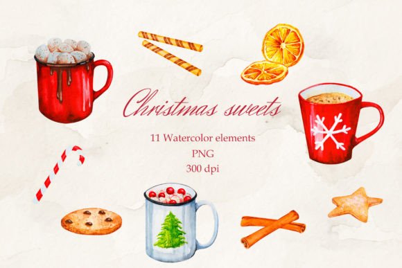 Download Christmas Decorations. Watercolor. PNG. - Png Collection