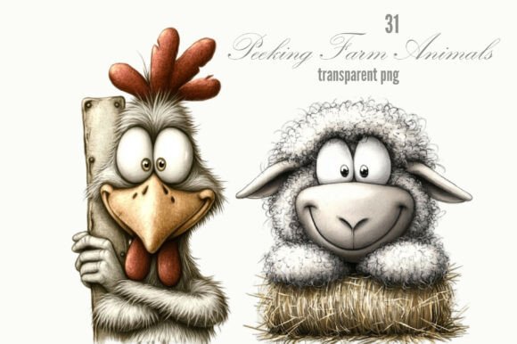 Download Whismical Peeking Farm Animals PNG - Png Collection