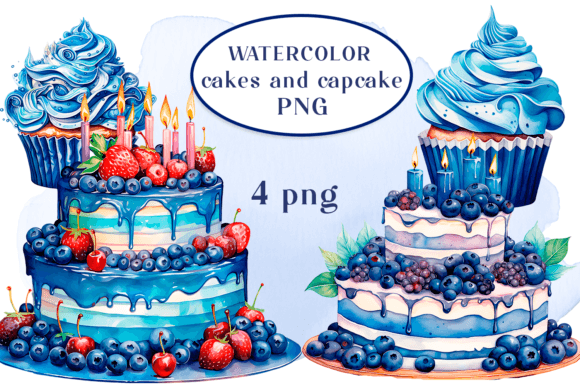 Download Watercolor Cakes and Cupcake PNG Clipart - Png Collection