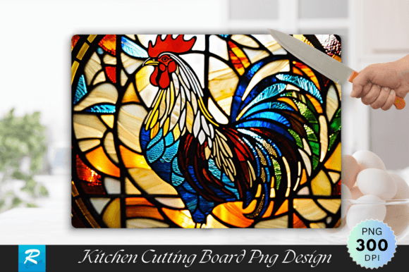 Download Rooster Stained Glass Cutting Board PNG - Png Collection