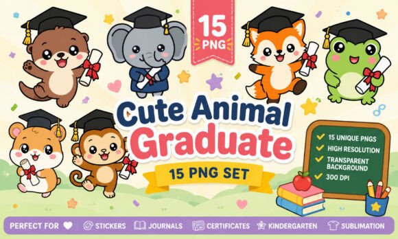 Download Cute Animal Graduate PNG Clipart Bundle - Png Collection