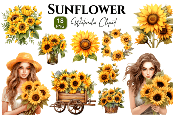Download Sunflower Watercolor Clipart Bundle Png - Png Collection