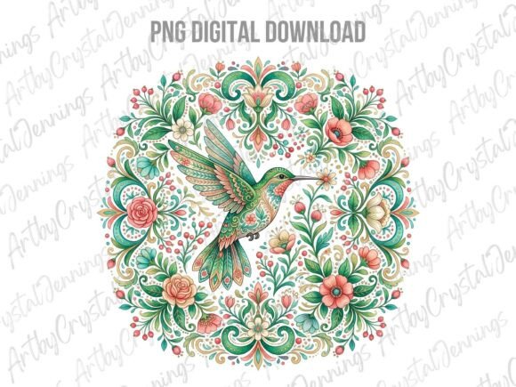 Download Floral Folk Art Hummingbird PNG - Png Collection