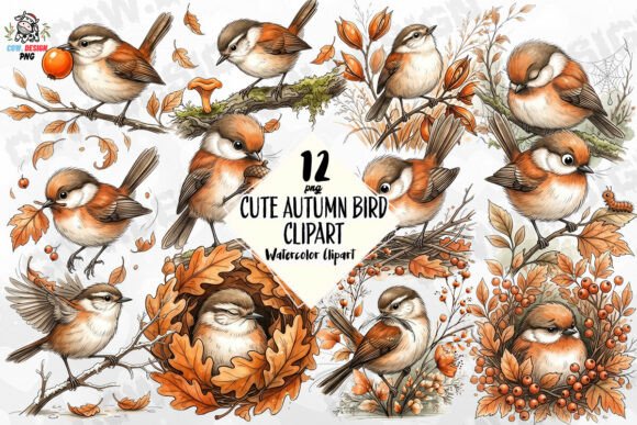 Download Cute Autumn Bird Clipart PNG - Png Collection