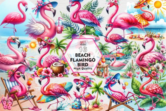Download Beach Flamingo Bird Clipart PNG Graphics - Png Collection