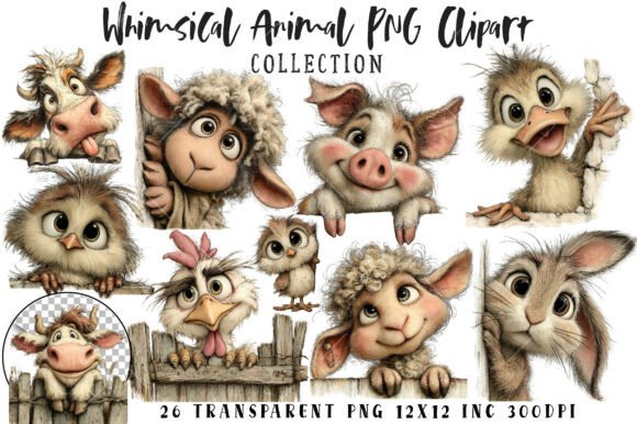 Download Quirky Peeking Farm Animals Clipart PNG - Png Collection