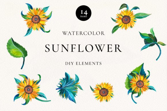 Download Sunflowers Watercolor Elements PNG - Png Collection