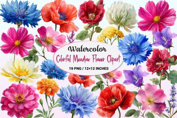 Download Colorful Meadow Flower Clipart PNG. - Png Collection