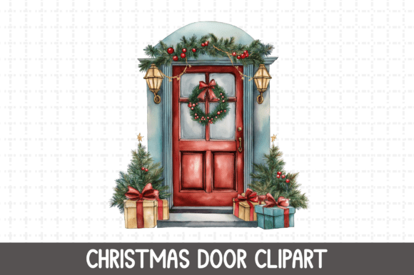 Download Christmas Door Watercolor Clipart PNG - Png Collection