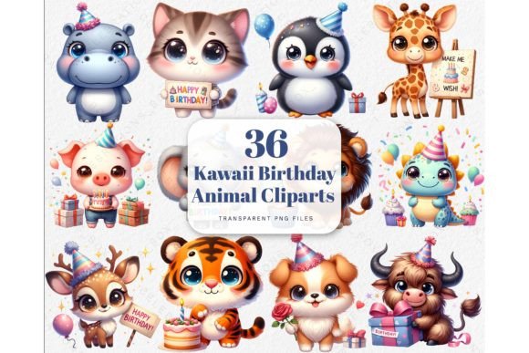 Download Kawaii Birthday Animal PNG Cliparts - Png Collection