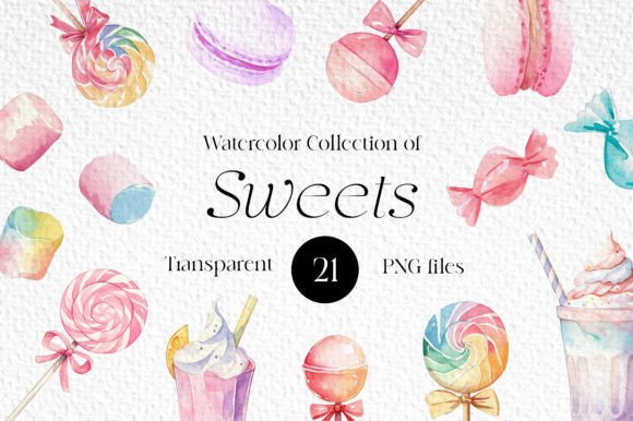 Download Watercolor Sweets Candies Lollipops PNG - Png Collection