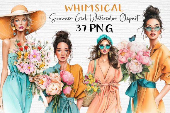 Download Summer Girl Watercolor Clipart PNG - Png Collection