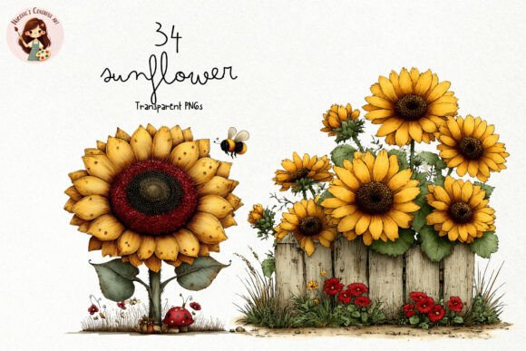 Download Watercolor Sunflower PNG Clipart Set - Png Collection