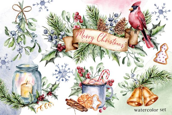 Download Christmas Watercolor Set, PNG Files - Png Collection