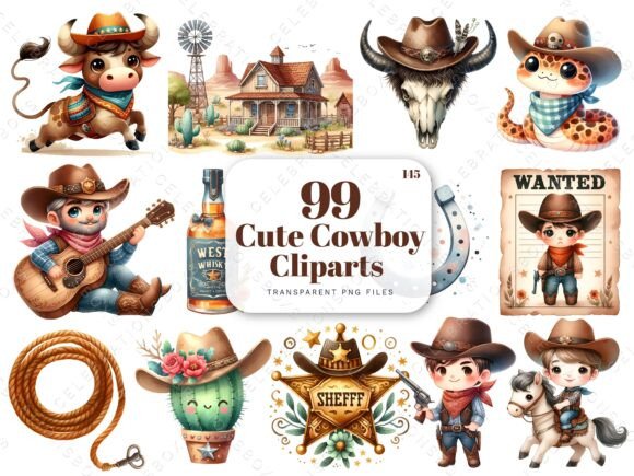 Download Watercolor Little Cowboy Clipart PNGs - Png Collection