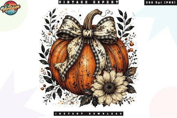 Download Vintage Pumpkin Sunflower Autumn PNG - Png Collection