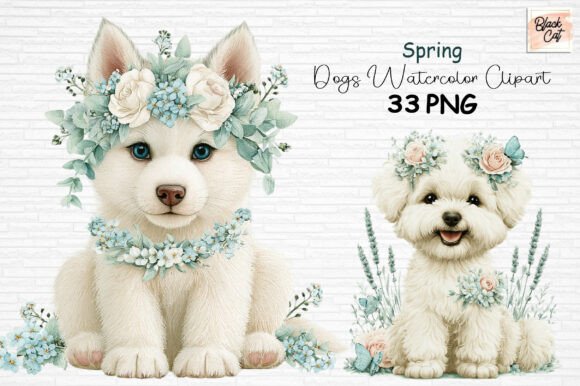 Download Spring Dogs Watercolor Clipart PNG - Png Collection