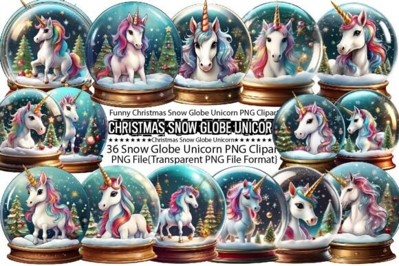 Download Funny Christmas Snow Globe Unicorn PNG - Png Collection