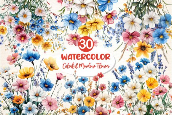 Download Colorful Meadow Flower Clipart PNG - Png Collection