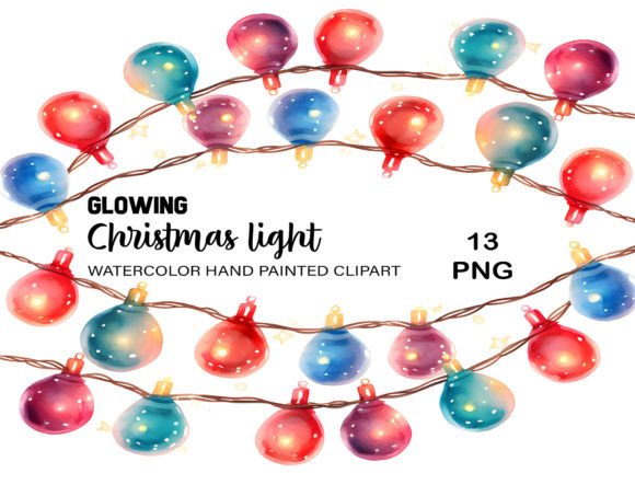 Download Watercolor Christmas Lights Clipart PNG - Png Collection