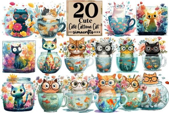 Download Cute Cartoon Cat PNG Clipart - Png Collection