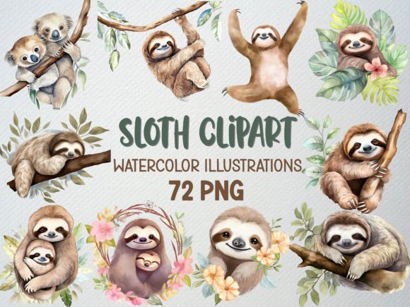 Download Sloth Clipart, Tropical Elements, 72 PNG - Png Collection