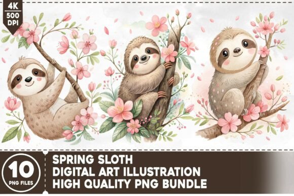Download Spring Sloth PNG Bundle - Png Collection