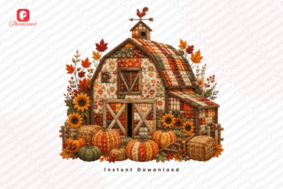 Download Patchwork Autumn Fall Harvest Barn PNG - Png Collection