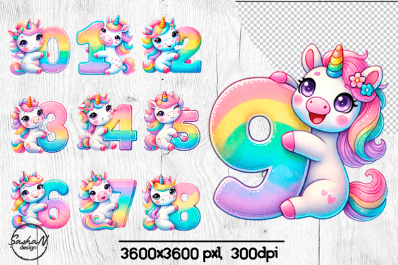 Download Cute Birthday Numbers with Unicorn Png - Png Collection