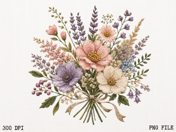 Download Wildflower Bouquet Embroidery PNG | Flor - Png Collection