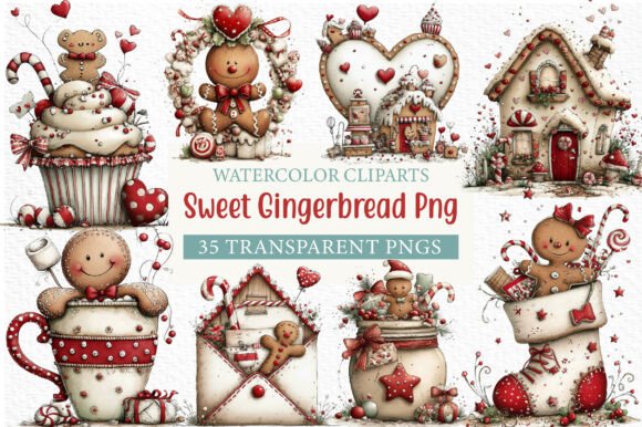 Download Sweet Watercolor Gingerbread Clipart Png - Png Collection