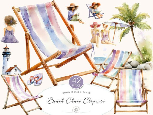 Download Beach Chair Cliparts PNG Set - Png Collection