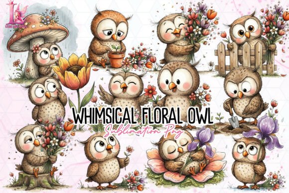 Download Whimsical Floral Owl PNG - Png Collection