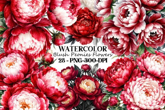 Download Watercolor Blush Peonies Flowers PNG - Png Collection