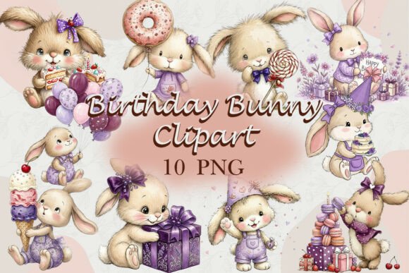 Download Cute Birthday Bunny Clipart PNG - Png Collection
